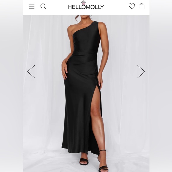 Hello Molly One Shoulder Aurora Black Satin Dresss - Picture 6 of 9